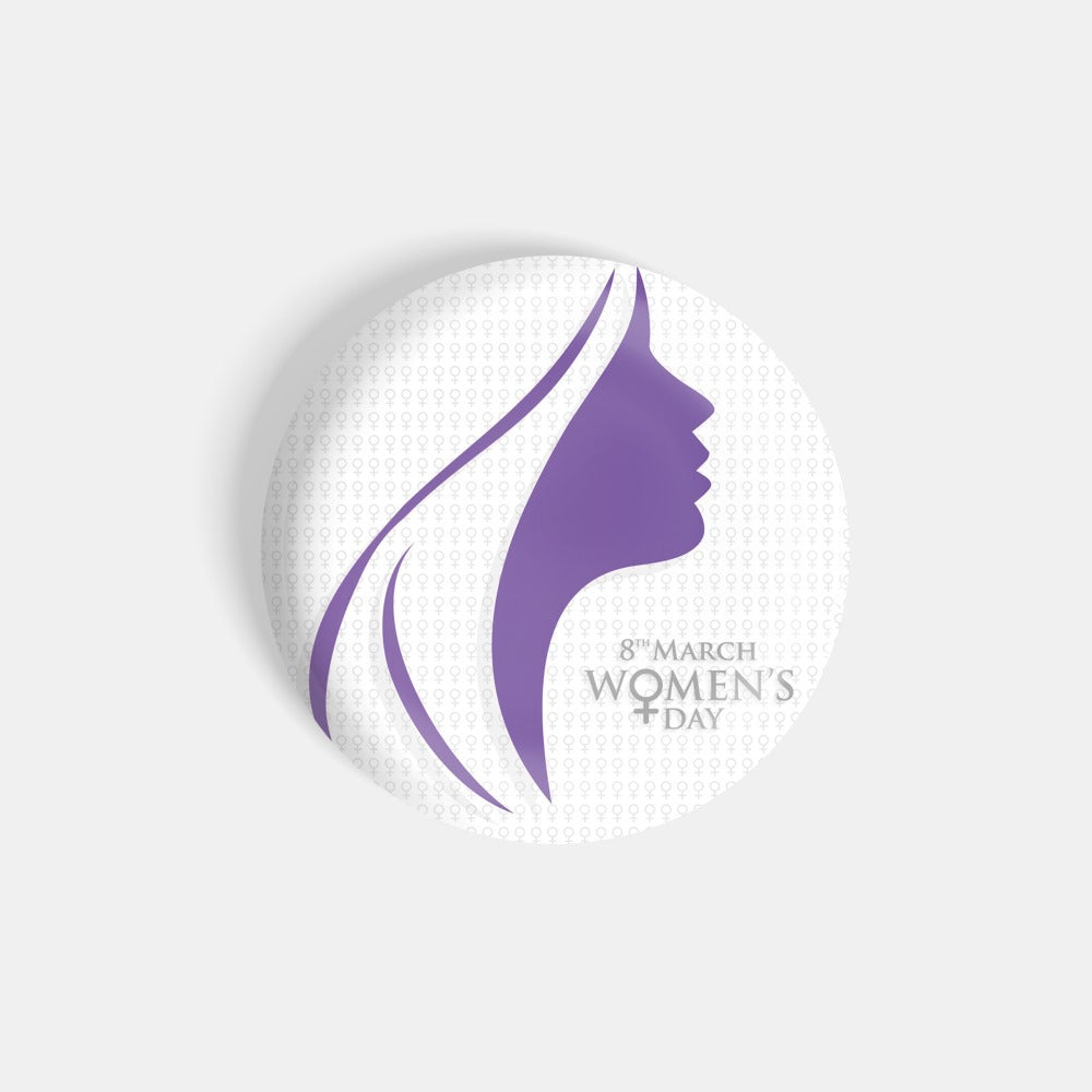 dhcrafts Round Fridge Magnet White Women's Day D2 Glossy Finish Design Pack of 1 (58 mm)